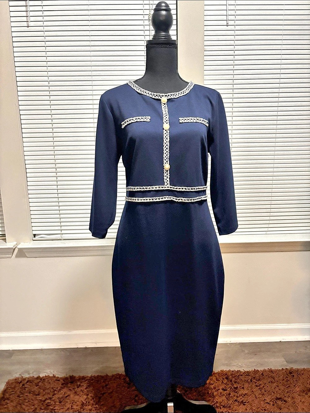 Embellished Midi Dress in Blue Like New
